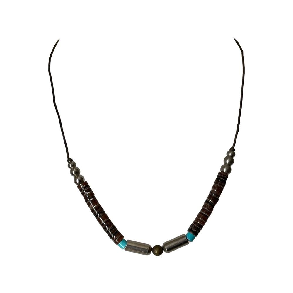 Vintage Turquoise and Shell Necklace, Vintage 1980s Necklace